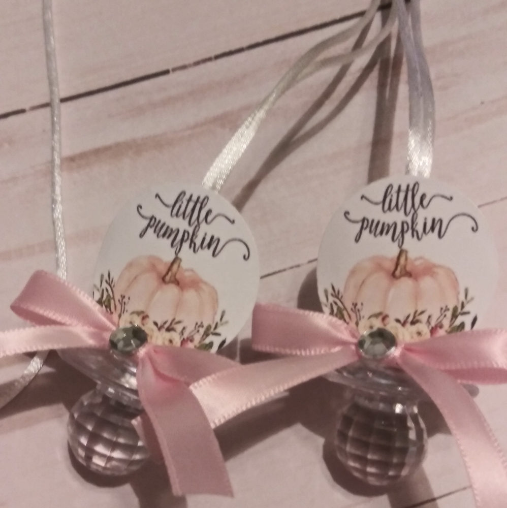 24 Girl Pink Little Pumpkin Baby Shower Pacifiers